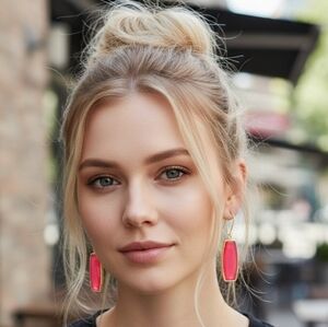 Pink 18k Gold plated Elegant Resin Drop earrings